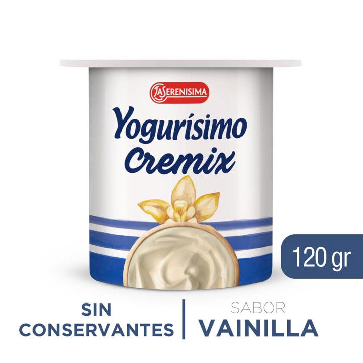 YOGUR ENTERO BATIDO YOGURISIMO CREMIX VAINILLA 120 GR