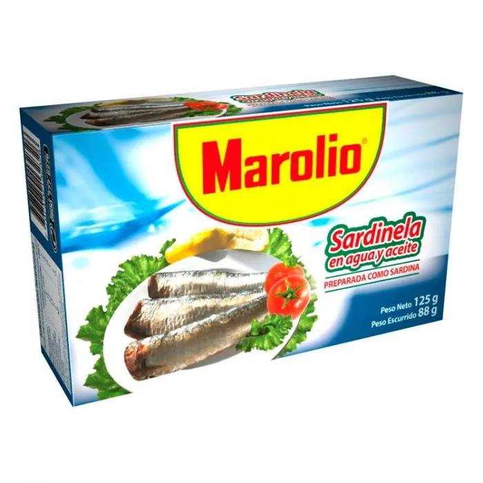 SARDINELA MAROLIO EN ACEITE Y AGUA 125 GR