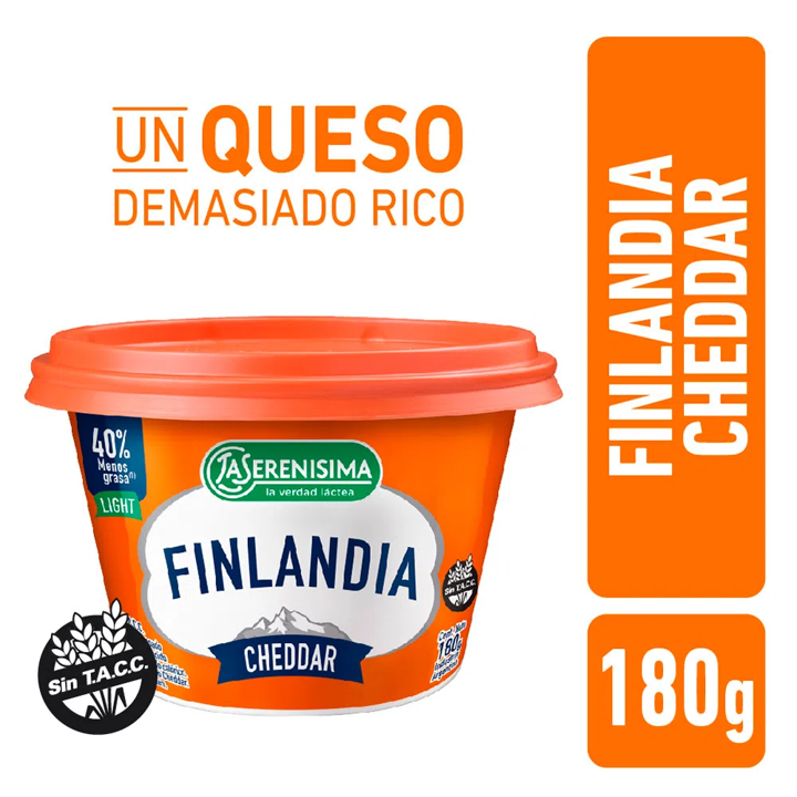 QUESO UNTABLE FINLANDIA CHEDDAR LIGHT 180 GR