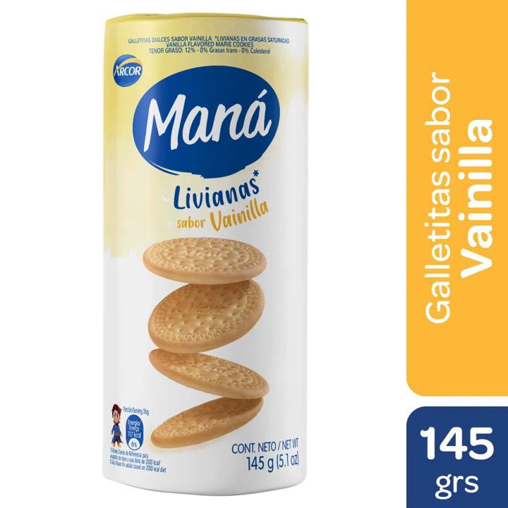 GALLETITAS SECAS MANA LIVIANAS VAINILLA 145 GR