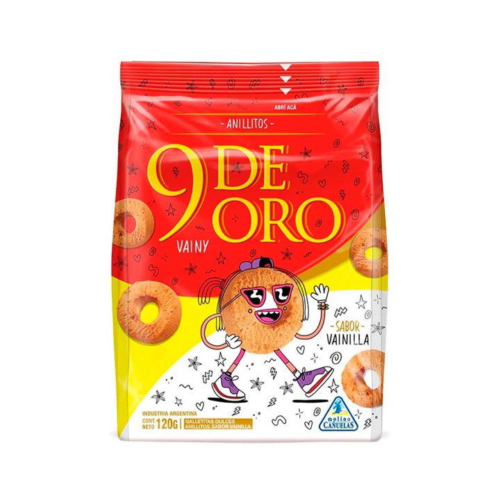 GALLETITAS SECAS 9 DE ORO ANILLOS VAINILLA 120 GR