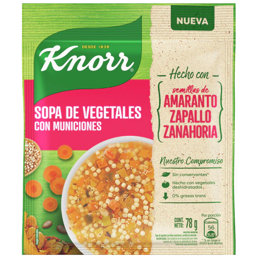 SOPA CASERA KNORR VEGETALES CON MUNICION Y AMARANTO 78 GR