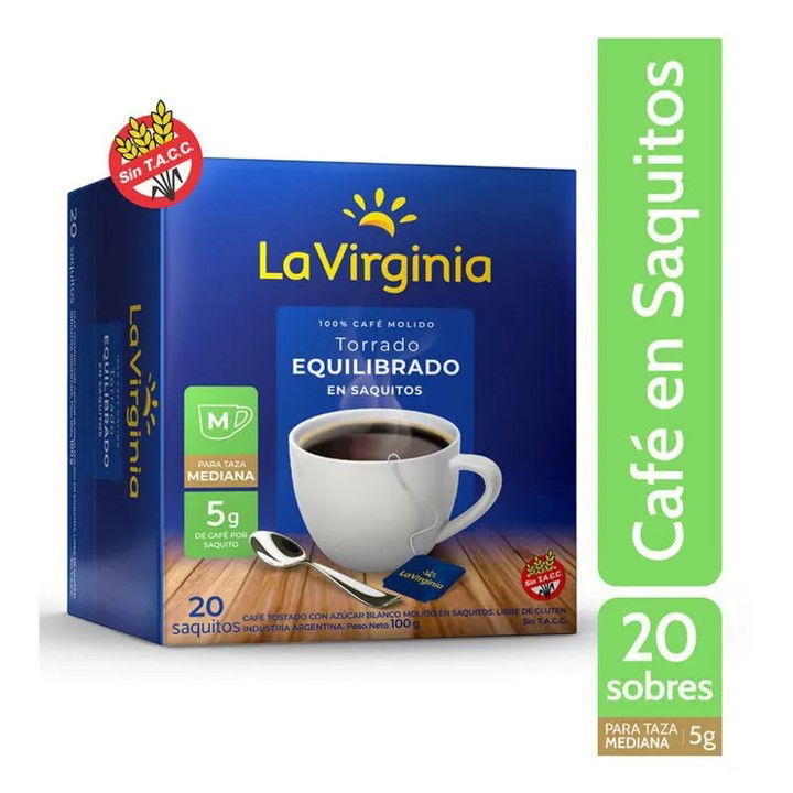 CAFE EN SAQUITOS LA VIRGINIA EQUILIBRADO 20 UND
