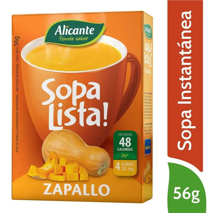 SOPA INSTANTANEA ALICANTE ZAPALLO LISTA 4 UND