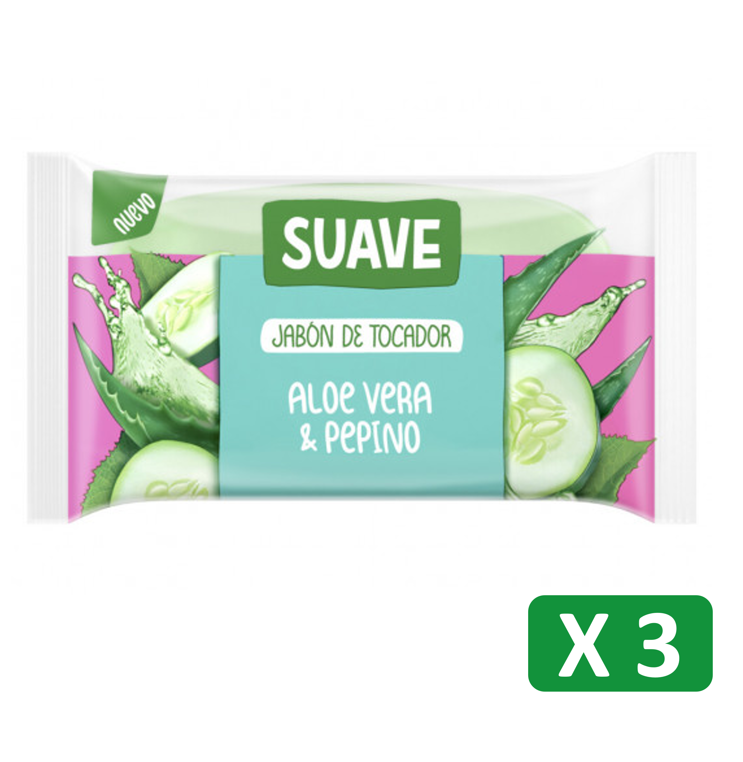 JABON DE TOCADOR SUAVE PEPINO Y ALOE TRIPACK 270 GR