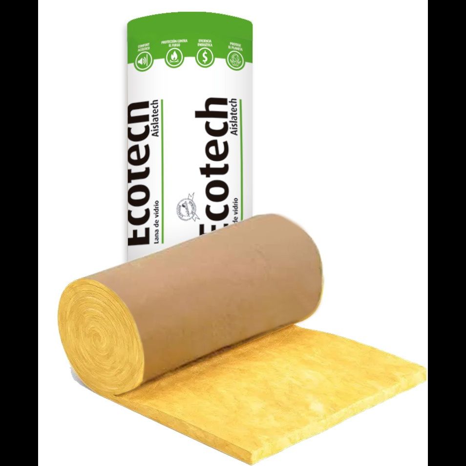 LANA DE VIDRIO ECOTECH CON PAPEL KRAFT 50MM 1.20×18 MTS.