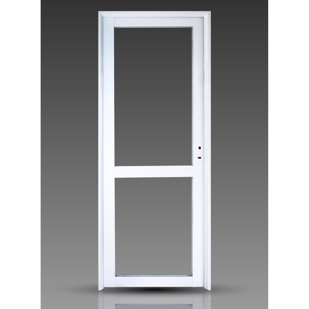 PUERTA ALUM. BCO. HERRERO VIDRIADA C/TRAVESAÑO 0.80×2.00