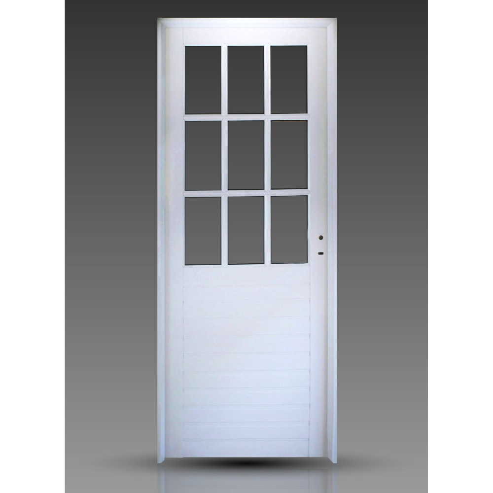 PUERTA ALUM. BCO. HERRERO 1/2 VIDRIO REPARTIDO 0.80×2.00