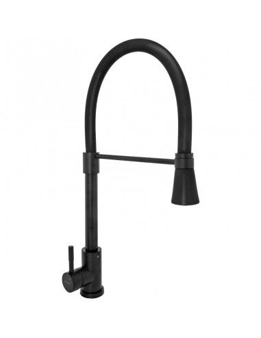 MONOCOMANDO DALLAS NEGRA C/PUENTE PICO ROCIADOR FLEX (7082)