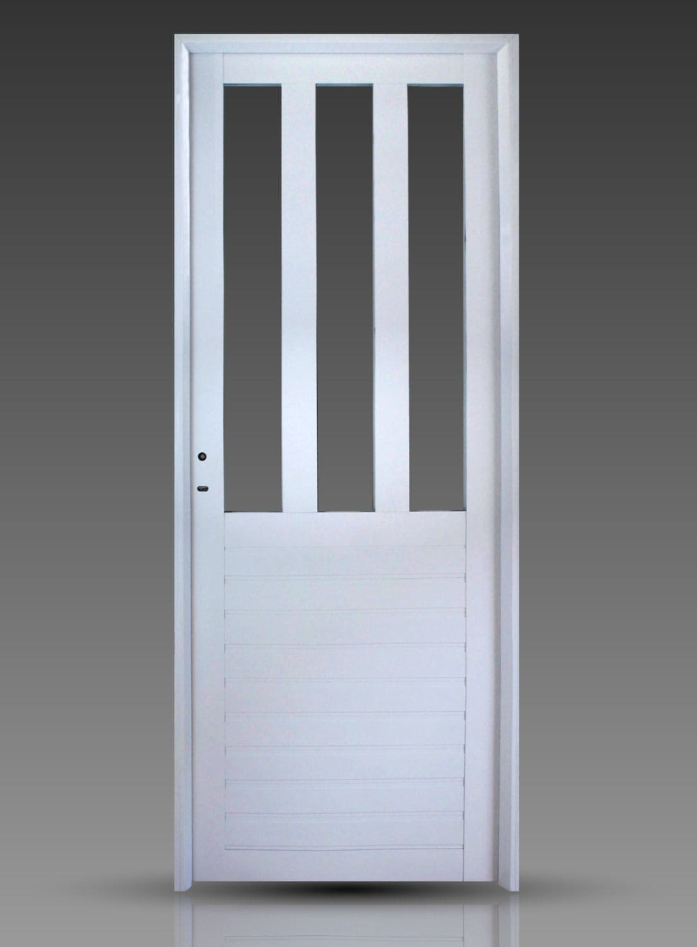 PUERTA ALUM. BCO. MODENA 1/2 VIDRIO 0.80X2.00 D.