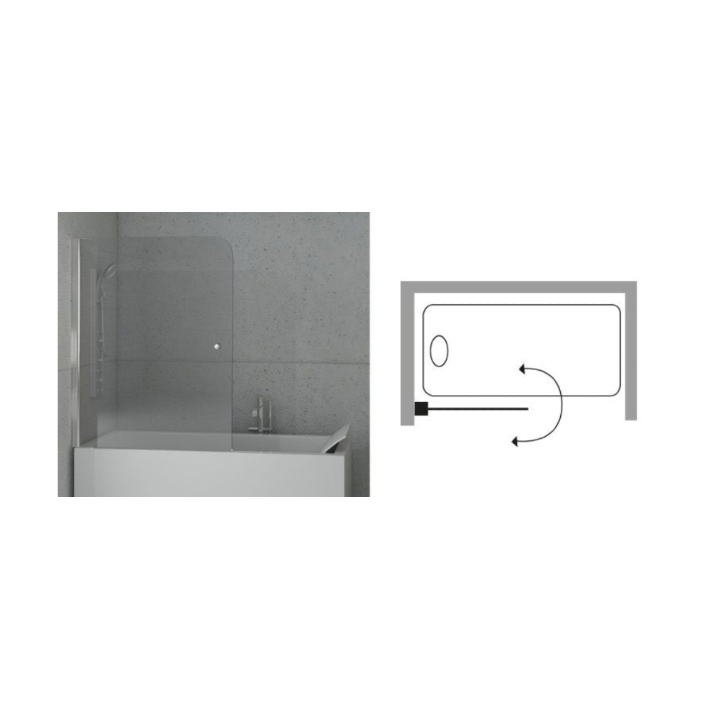 MEDIA MAMPARA BAÑO MOVIL ESMERILADO/CROMO 0.80×1.40