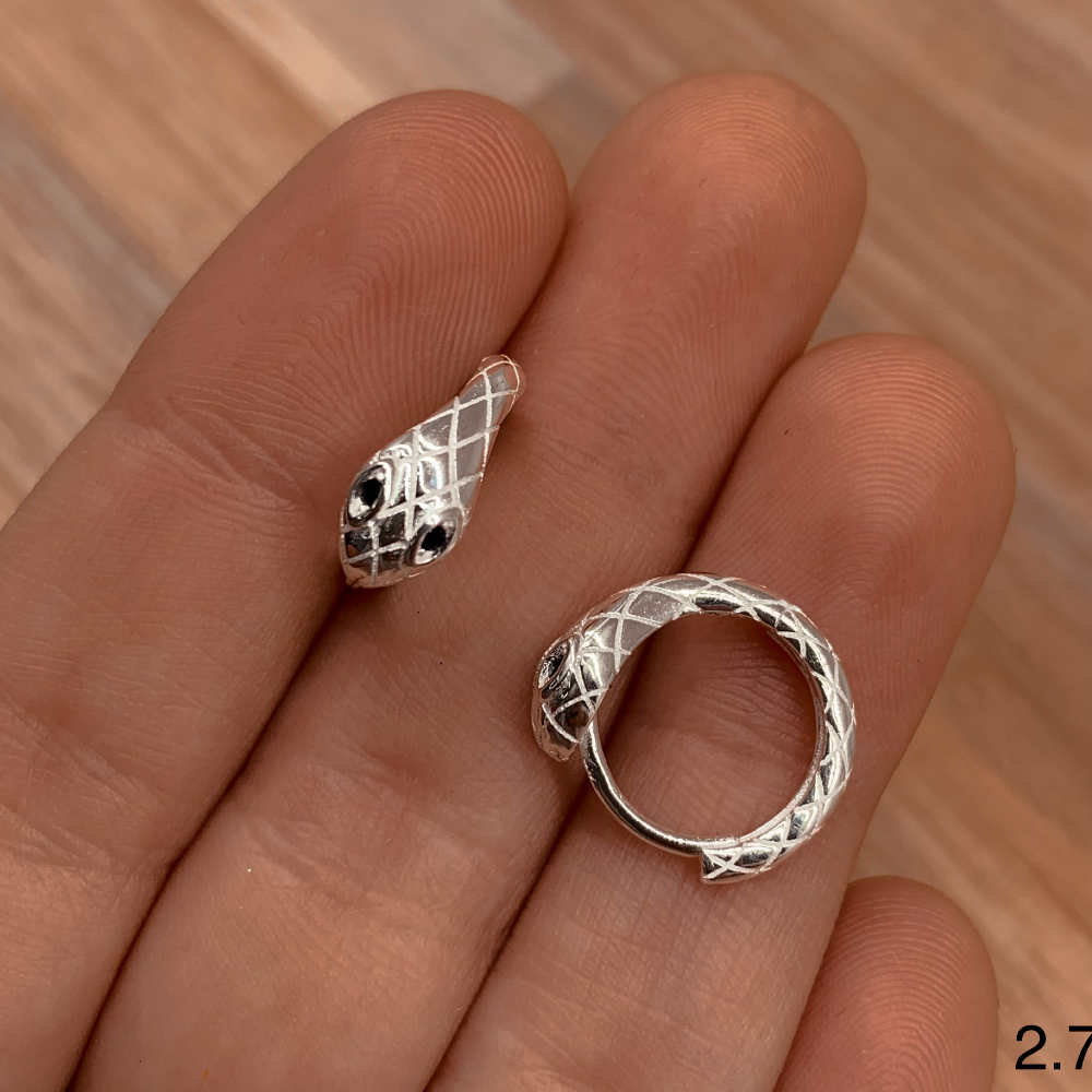 AROS PLATA 925 ARGOLLA SERPIENTE OJOS NEGROS