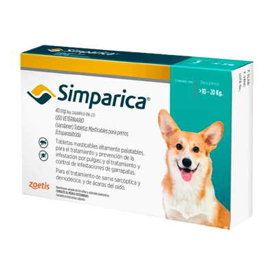 PIPETA SIMPARICA 10 A 20 KG (COMPRIMIDOS)	