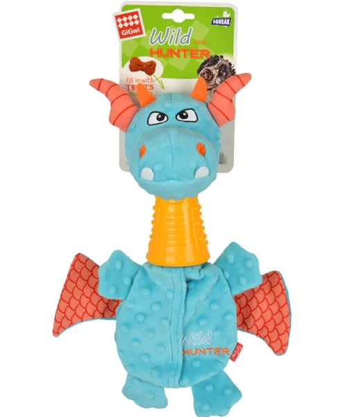 GIGWI DINOSAUR PLUSH DOG TOY W/TPR NECK