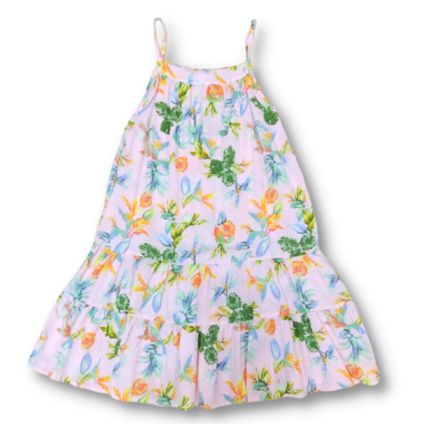 Vestido Rosa Flores Amarillas