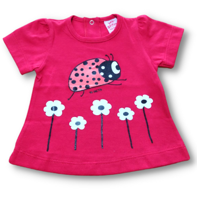 Remera Roja Mariquita Flores