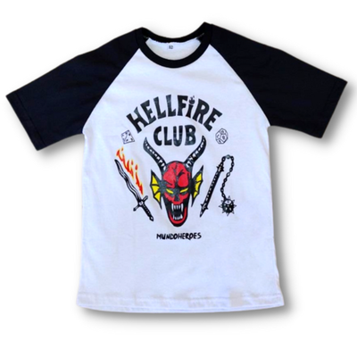 Remera Hellfire Club Blanca Manga Rangla
