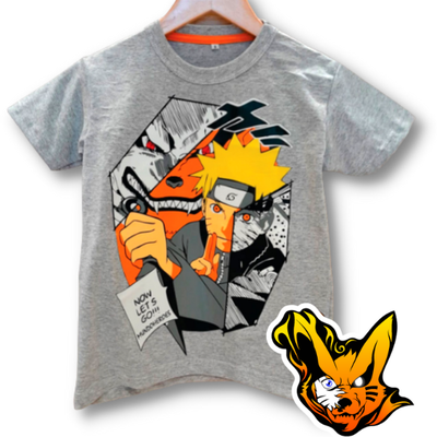 Remera Naruto Kurama Gris