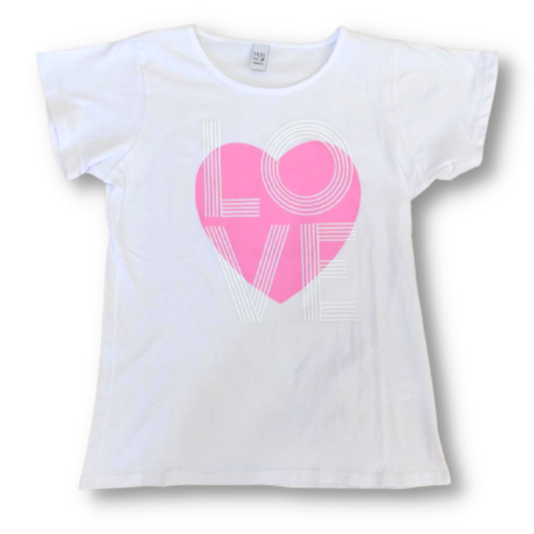 Remera Love Corazon Blanca
