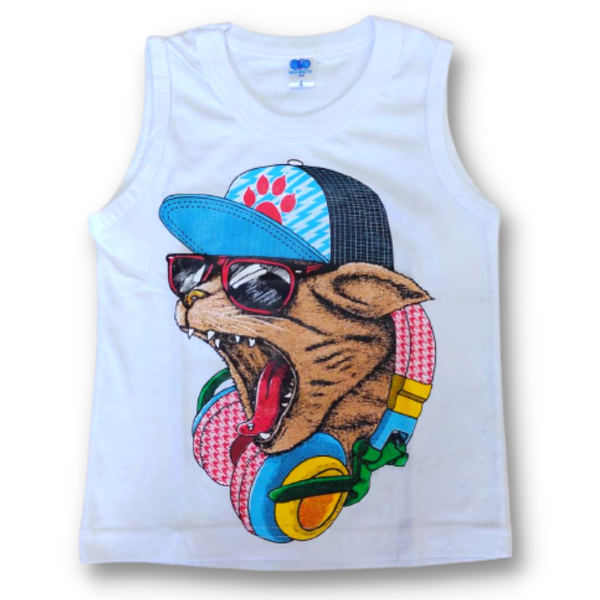 Musculosa Tigre Gorra Blanca