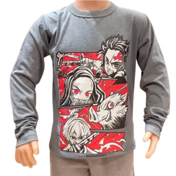 Remera Demon Slayer Gris 