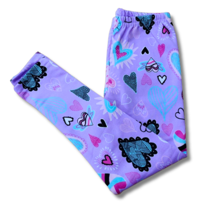 Calza Frizada Corazones Lila