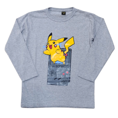 Remera Pikachu Gamer Gris