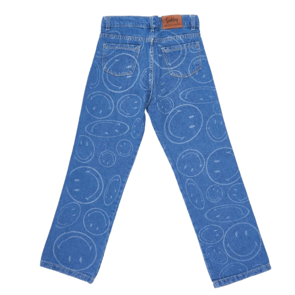 Jean Wide Leg Estampado Smile