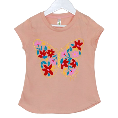 Remera Mariposa Flores Salmón