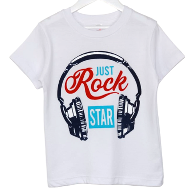 Remera Just Rock Auriculares Blanca