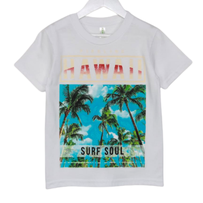 Remera Hawai Palmeras Blanca