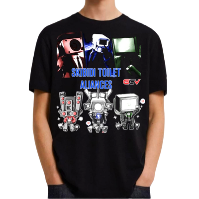 Remera Skibidi Toilet Aliances Negra
