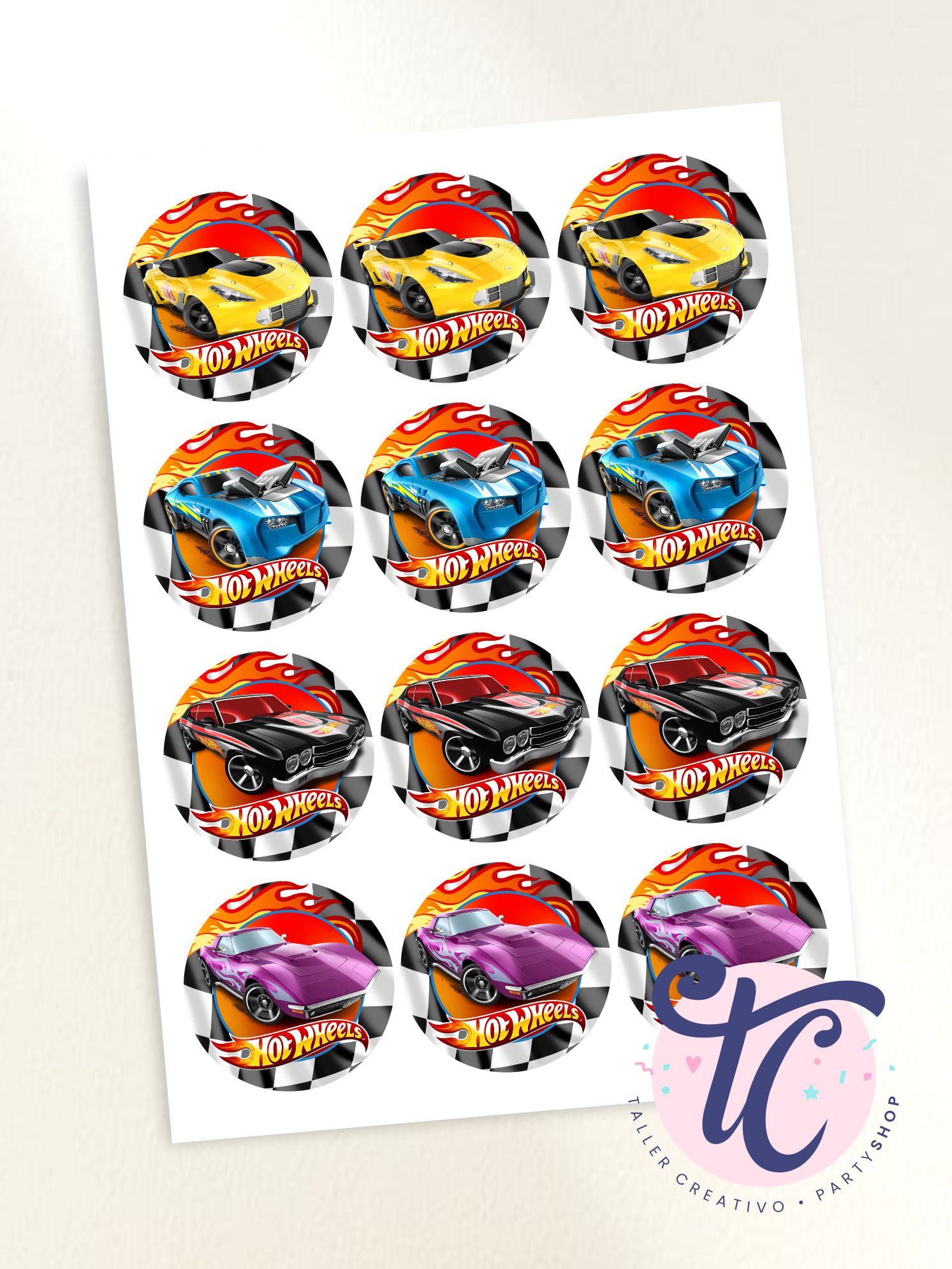 Sticker HotWheels x12 | Taller Creativo