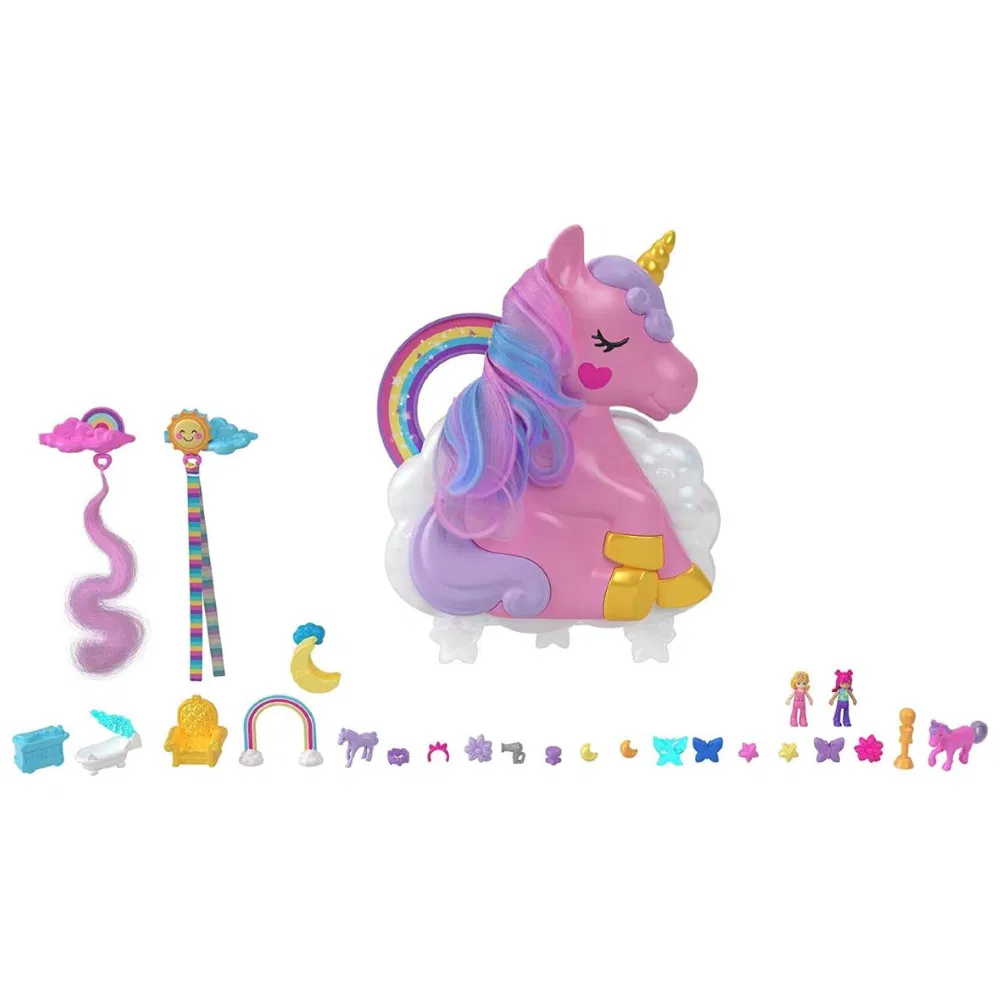 Polly Pocket Rainbow Unicorn Salon Styling Head Compact
