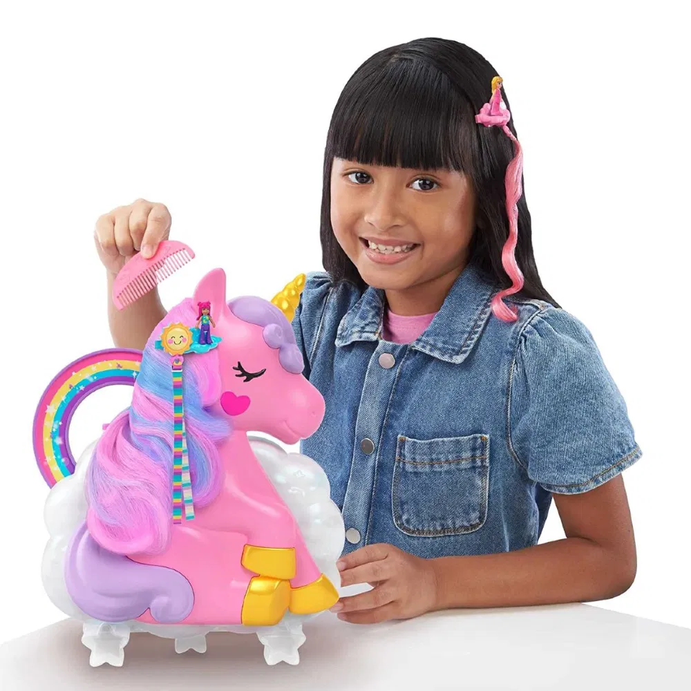 Polly Pocket Rainbow Unicorn Salon Styling Head Compact