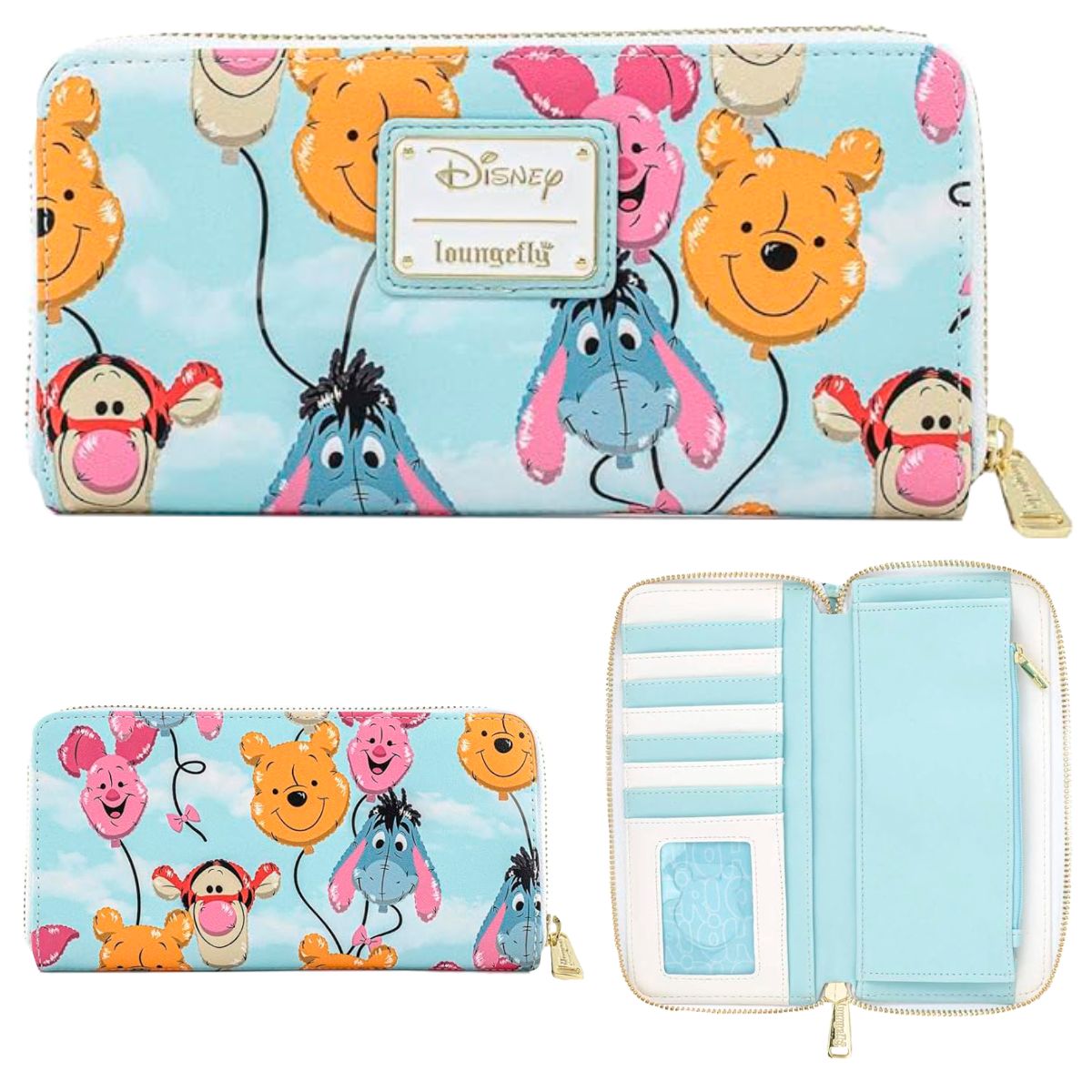 Loungefly Disney Winnie The Pooh Balloon Friends Zip Around Faux Leather Wallet